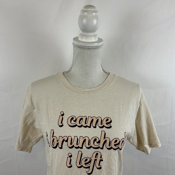 Wildfox Graphic T-Shirt M Cream I Came I Brunched I Left Salt Short Sleeve New - Picture 2 of 11